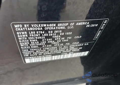 2019 Volkswagen Atlas 3.6L V6 Se W/Technology z USA, uszkodzony, nr VIN 1V2WR2CA2KC573563